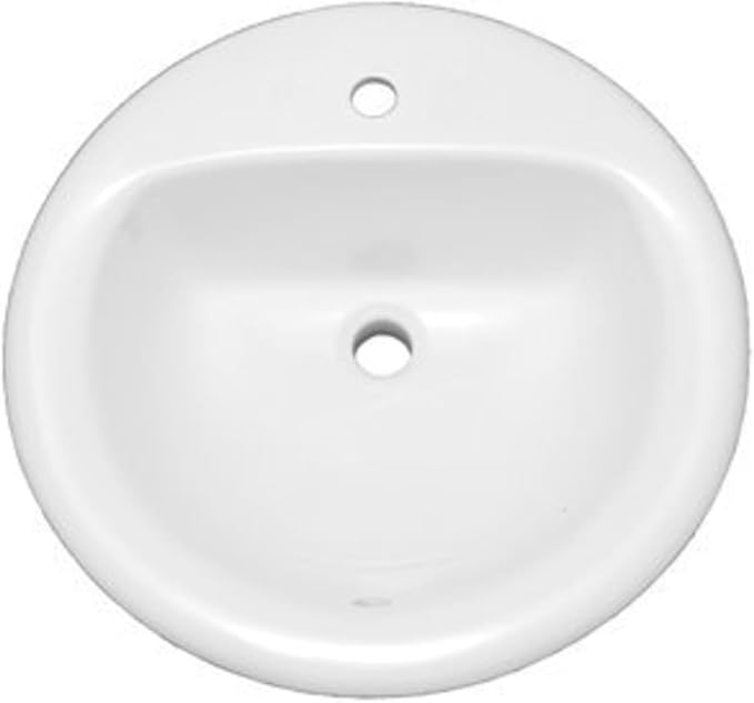 PROFLO PF191R Rockaway 19" Circular Vitreous China Drop In Bathroom Sink with Overflow and 1 Faucet Hole at 0" Centers - White