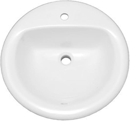 PROFLO PF191R Rockaway 19" Circular Vitreous China Drop In Bathroom Sink with Overflow and 1 Faucet Hole at 0" Centers - White