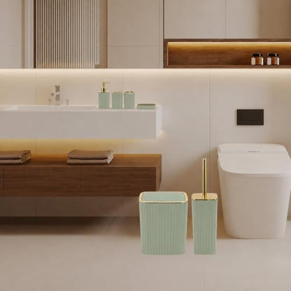 6PCS Bathroom Accessories Set, Sage Green Bathroom Set for Boho Decor