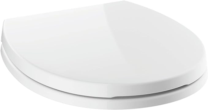 Delta Faucet Morgan Round Front Slow-Close White Toilet Seat with Non-Slip Seat Bumpers, White 801903-WH