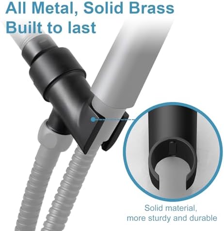 OFFO Shower Head Holder for Handheld Shower Head, Adjustable Shower Arm Mount for Connecting Shower Arm and Shower Hose, 1/2 Inch IPS Female Inlet and Male Outlet, Matte Black Finish