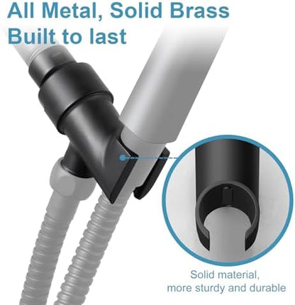 OFFO Shower Head Holder with Solid Metal Ball for Handheld Shower Head, Adjustable Shower Arm Mount for Connecting Shower Arm and Shower Hose, 1/2 in IPS Female Inlet and Male Outlet, Matte Black
