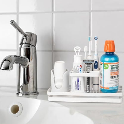 Toothbrush Holders Toothpaste Organizer Bathroom Accessories, White