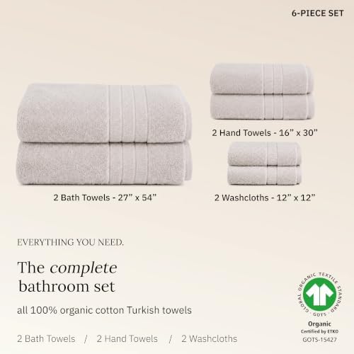 California Design Den Organic Cotton Luxury Bath Towel Set, Light Beige