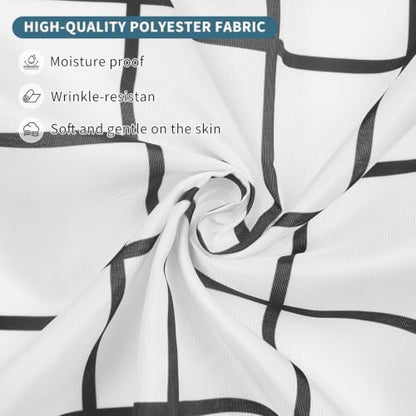 Modern Black and White Grid Shower Curtain, 36" W x 72" L