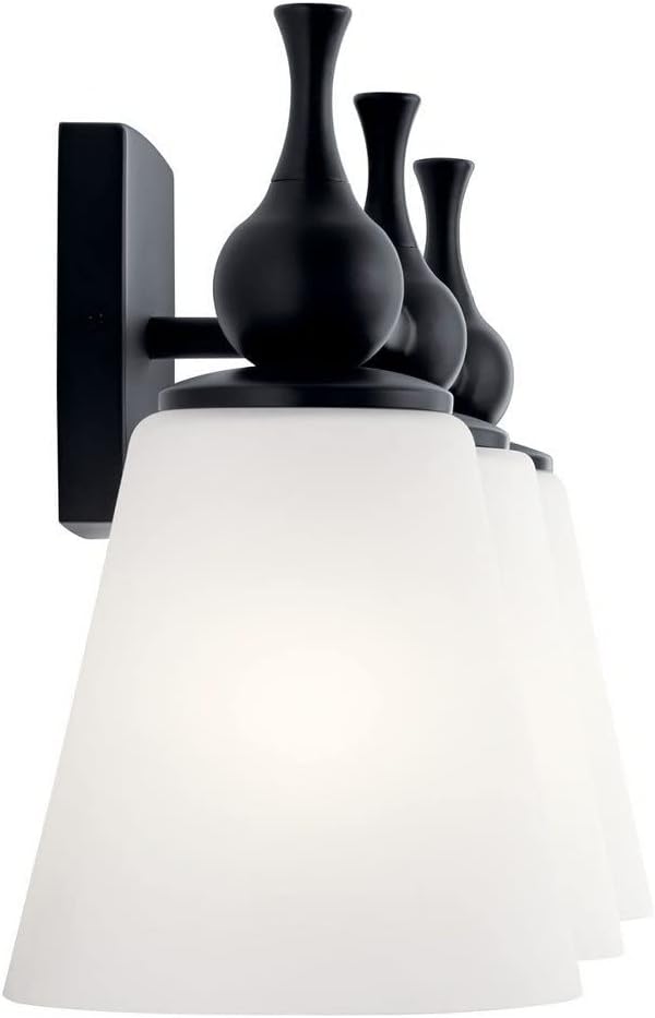 Kichler Cosabella 24 Inch 3 Light Vanity Light with Satin Etched Case Opal in Black