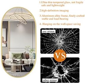 Oval Mirrors,Oval Bathroom Mirrors,20x28 Gold Mirror for Wall,Wall Mirror,Bathroom Mirrors for Over Sink(Gold)