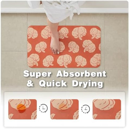 TYUU Thin Halloween Bath Mat, Non-Slip Washable, 24x36 Orange Pumpkins