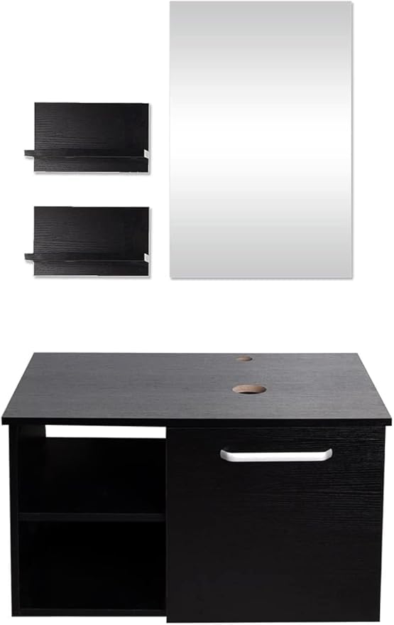YOURLITE 28 Inches Bathroom Vanity with Mirror Modern Lavatory Wall Mounted Cabinet with Single Faucet Hole