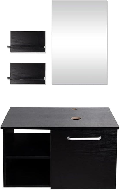 YOURLITE 28 Inches Bathroom Vanity with Mirror Modern Lavatory Wall Mounted Cabinet with Single Faucet Hole