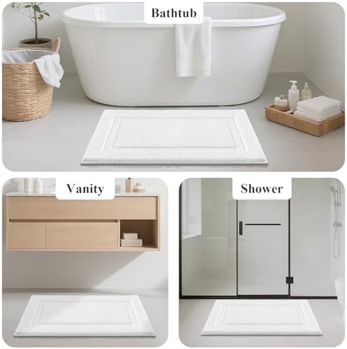 SHACOS Soft Microfiber White Bathroom Rugs Sets 2 Pieces 32x20 inch