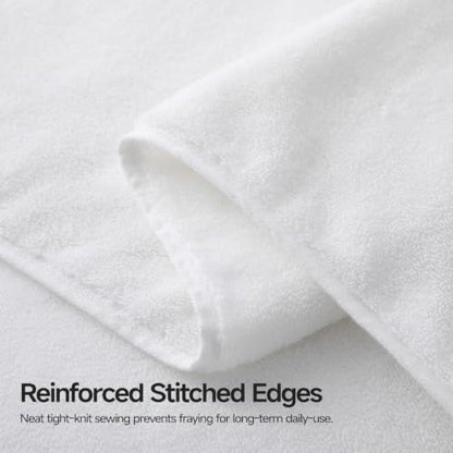 REDKISS 4 Pack Large Bath Towels Set, 100% Cotton, 31x63 in, Heavyweight 760G, Highly Absorbent & Quick Dry, Super Soft Luxury Towels for Bathroom,Hotel Collection - White