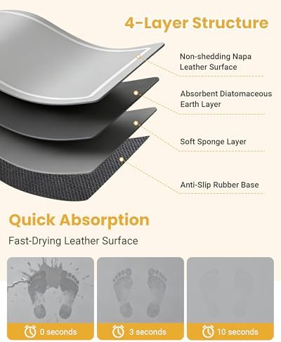 Soft Diatomaceous Earth Bath Mat, Super Absorbent Bath Mat, Quick Dry Large Bathroom Mats, Gray Bathroom Rugs Non Slip Washable, Stone Bath Mats Substitute, Bath Room Runner Decor, 15.74" x 47.2"