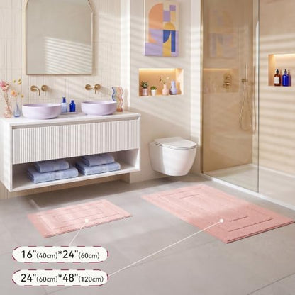 GRANNY SAYS Pink Bathroom Runner Rug 24" x 48", Soft Microfiber Bath Mat
