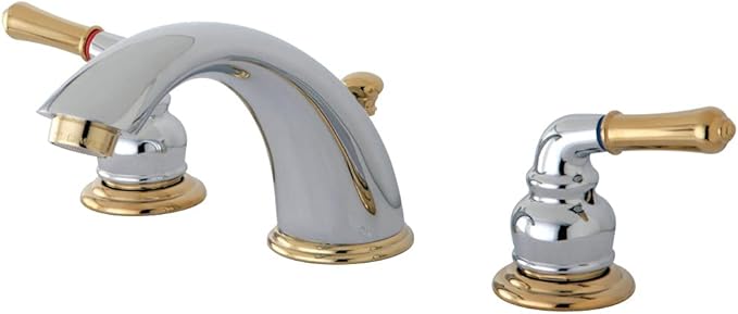 Kingston Brass KB964 Magellan Widespread Bathroom Faucet with Retail Pop-Up, Polished Chrome/Polished Brass