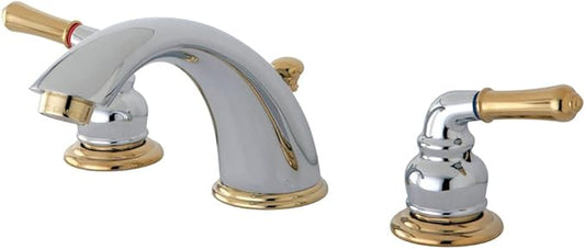 Kingston Brass KB964 Magellan Widespread Bathroom Faucet with Retail Pop-Up, Polished Chrome/Polished Brass