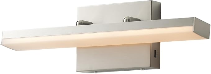 mirrea 16in 5CCT Brushed Nickel LED Vanity Lights for Bathroom Over Mirror | 5 color temperatures,Adjustable light angle,ETL listed,Dimmable,Bathroom lighting fixtures,Eye-friendly,Frosted acrylic shade