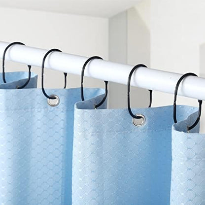 24 Pcs Shower Curtain Rings, Goowin Shower Curtain Hooks, Oval Snap Shower Rings for Curtain, Metal Black Shower Curtain Rings Rust Proof, Glide Smoothly Shower Hooks for Shower Curtain Rod (Black)