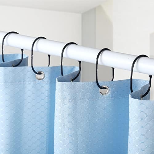 Goowin Shower Curtain Rings, Metal Black Shower Curtain Hooks, Oval Snap Shower Rings for Curtain, Shower Curtain Rings Rust Proof, Glide Smoothly Shower Hooks for Shower Curtain Rod (Black)
