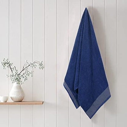 BELIZZI HOME Ultra Soft 2 Pack Oversized Bath Towel Set, 28x55 inches, 100% Cotton, Navy Blue