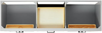 DKB Isabella 72 Inch Bathroom Vanity Double Sink — Grey Bathroom Vanity with Sink, 1.5" Edge Pure White Quartz Countertop, 4 Soft-Close Doors, 4 Dovetail Drawers, and 2 Tilt Drawers