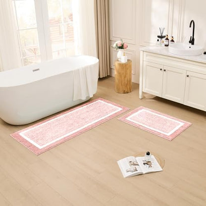 CozeCube Blossom Pink Bath Mat 36"x24" Non Slip Washable Rug