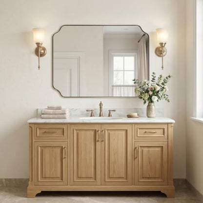 ANDY STAR 30"x40" Champagne Bronze Scalloped Mirror for Bathroom Sink