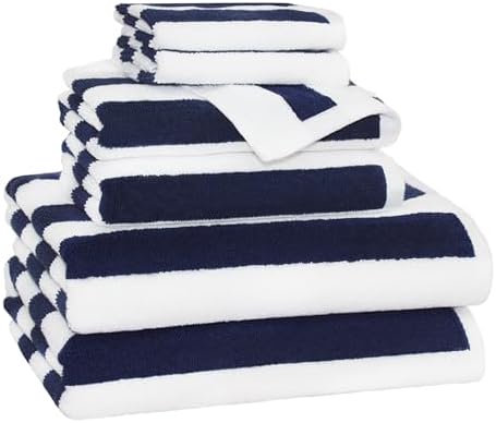 ORIGINAL KIDS 6 Piece Towel Set - 100% Cotton Cabana Stripe Kids Towel Set