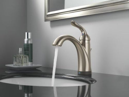 Delta Faucet Lahara Single Hole Bathroom Faucet with Touchless Technology, Brushed Nickel Bathroom Sink Faucet, Single Handle Bathroom Faucet, Bath Faucet, Push Pop-Up Drain, Stainless 538T-SS-DST