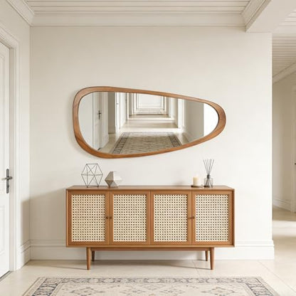 Irregular Asymmetrical Wall Mirror Full Length, 48"x22" Wooden Framed