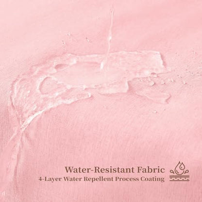 BTTN Boho Scalloped Linen Textured Cloth Shower Curtain Set, 72x84, Pink