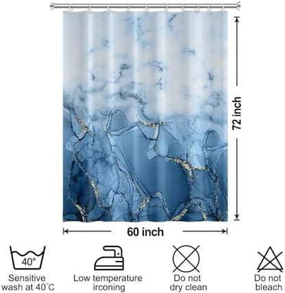 Light Blue Marble RV Stall Waterproof Shower Curtain 60x72 inches