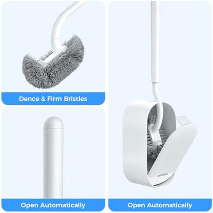 Bathroom Toilet Brush, OSCIOSS Toilet Bowl Brush with Ergonomic Design, Compact Size, Durable Bristles, Wall Mounted RV Toilet Brush for Bathroom Cleaning (White, 2pack)