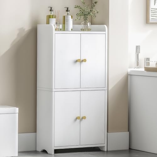 HEXCELEN Small Storage Cabinet, Modern Minimalism, White