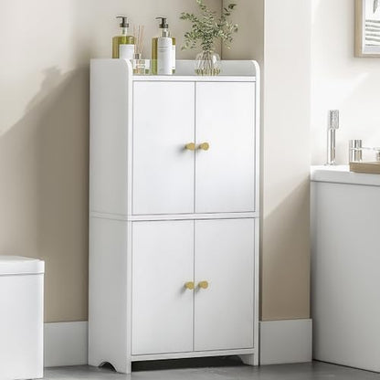 HEXCELEN Small Storage Cabinet, Modern Minimalism, White