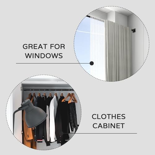 UIOSANRT Tension Shower Curtain Rod 31-68 Inches Non-Slip Shower Rod Tension Mounted No Drill Black Shower Curtain Rods Spring Tension Rod Adjustable Tension Curtain Rod for Windows Bathroom