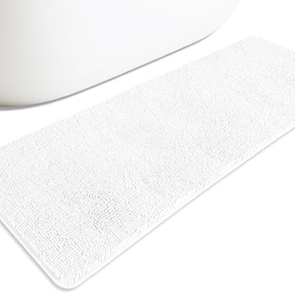 Bathroom Runner Rug 24 x 72 Non Slip – Extra Long Bath Mat | Absorbent and Washable Thick Chenille Runner Rug for Bathroom, Shower, Tub, Sink(White)