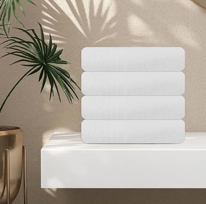 Bath Towels Bulk Set of 12 – 24" x 48" – 100% Cotton Terry, Soft, Quick-Dry & Highly Absorbent – White Towels for Bathroom, Spa, Gym, Hotel, Pool & Everyday Use