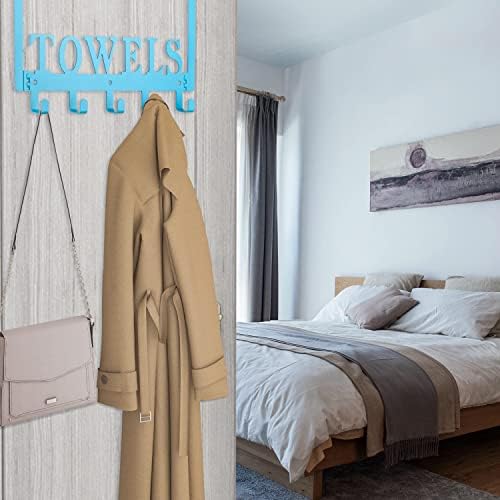 Kuhome Over The Door Towel Holder - Hooks & Rack for Bathroom, Robe & Beach Towels (Blue)