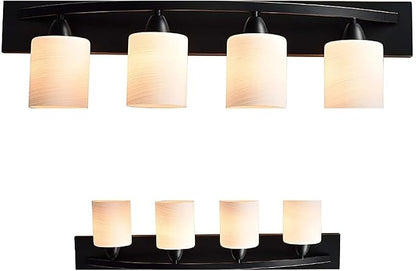 4-Light Bathroom Vanity Light Fixture – Oil Rubbed Bronze | Modern Frosted glass shades with E26 socket. Matte Wall sconce lighting perfect over mirror, kitchen, hallway, or entryway