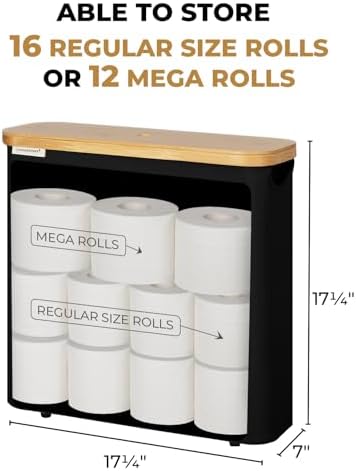 StorageWorks Toilet Paper Storage Basket with Bamboo Lid & Window