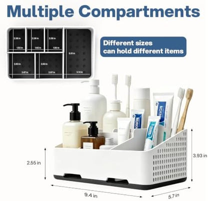 TQRR Bathroom Counter Organizer with Drainage, 6 Slots Toothbrush Holders
