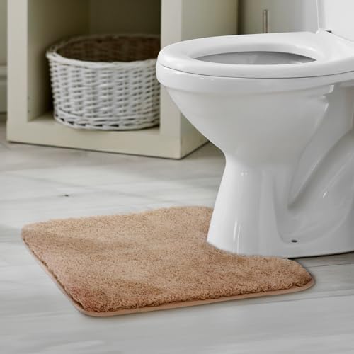TECHMILLY U Shaped Super Soft Shaggy Bathroom Rugs, Absorbent Thick Non Slip Microfiber Toilet Rugs, Quick Dry Machine Washable Bath Mat for Bathroom Floor, Bathtub and Shower 24"x20"