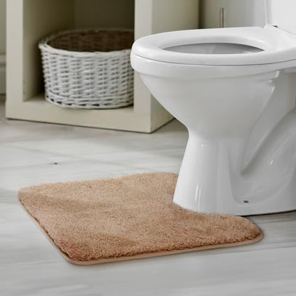 TECHMILLY U Shaped Super Soft Shaggy Bathroom Rugs, Absorbent Thick Non Slip Microfiber Toilet Rugs, Quick Dry Machine Washable Bath Mat for Bathroom Floor, Bathtub and Shower 24"x20"
