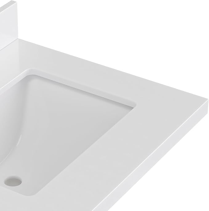 ARIEL Loren 60-inch Bathroom Vanity with Sink,Solid Wood, 1.5-inch Pure White Quartz Countertop, Double Rectangular Porcelain Sink, 4 Soft Closing Doors, 3 Dovetail Drawers, Black