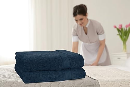GLAMBURG 700 GSM Premium Cotton 2-Pack Oversized Extra Large Bath Sheet Set - 100% Combed Cotton - 2 Bath Sheets 35x70 - Luxury Hotel & Spa Quality - Durable Ultra Soft Highly Absorbent - Mineral Blue