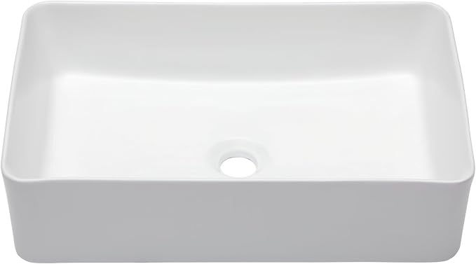 Mocoloo Bathroom Vessel Sink Rectangular 21"X14" Modern Rectangle Countertop Vessel Sink White Porcelain Ceramic Lavatory Vanity Sink Above Counter Basin