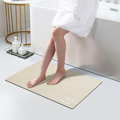 Diatomaceous Earth Bath Mat Stone Bath Mats for Bathroom,15.7"x23.6",Beige