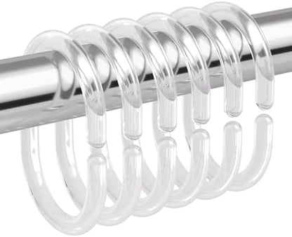 Amazer Plastic Shower Curtain Hooks, Shower Curtain Rings, C Shaped Shower Hooks for Shower Curtain, Clear Shower Curtain Hooks for Bathroom, 36 Pcs