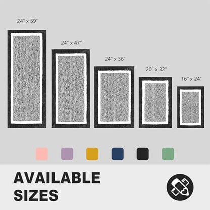 CozeCube Jet Black Bath Runner 59"x24" Non Slip Washable Rug